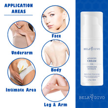 Load image into Gallery viewer, BELA DIVO Dark Spot Cream - Natural Underarm &amp; Intimate Cream - Dark Spot Corrector - for Face and Sensitive Skin, Armpit, Knees, Elbows - for Hyperpigmentation and Even Skin Tone - Alpha Arbutin, Niacinamide (1.7OZ/50ML)
